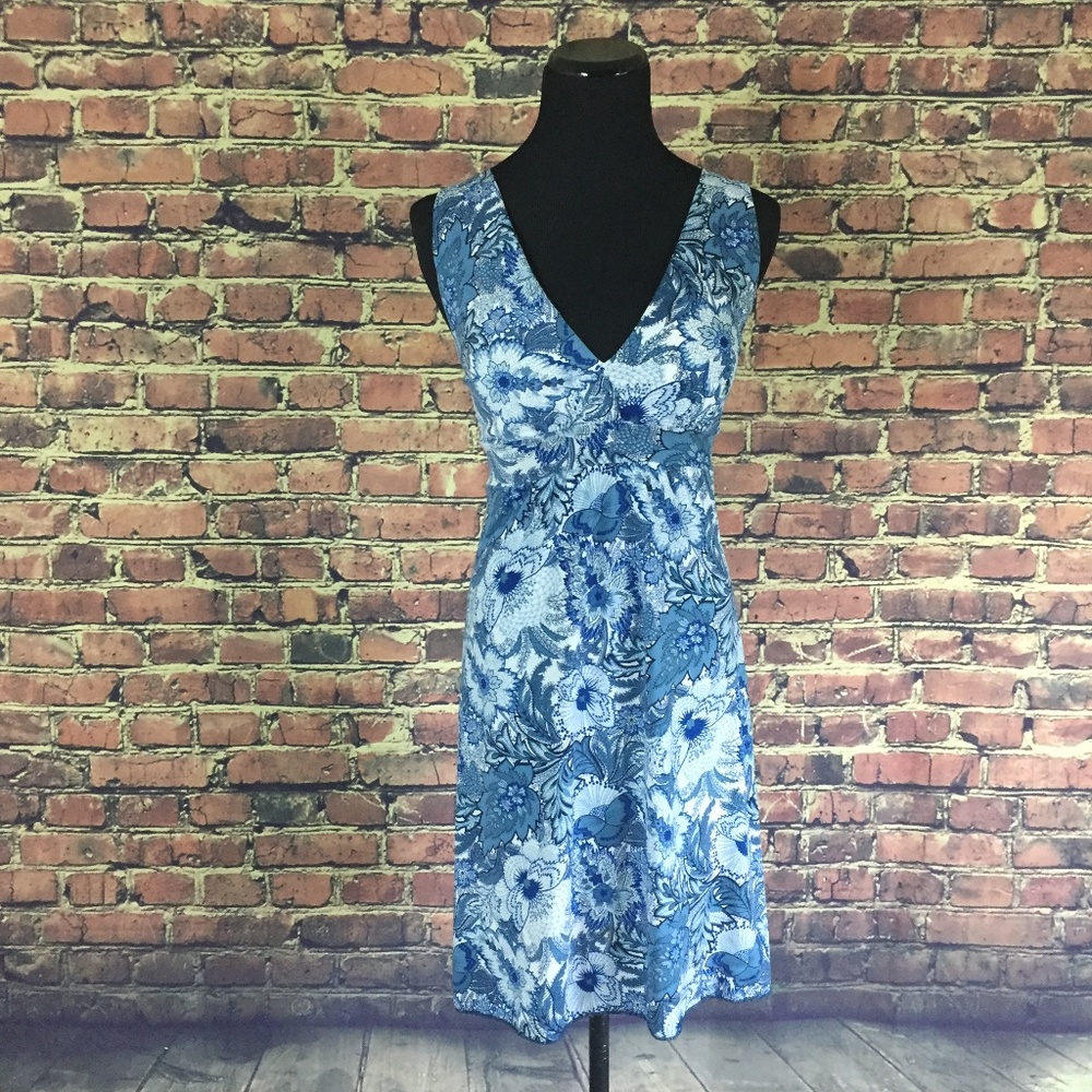 Unique Blue White Floral Mini Sun Dress